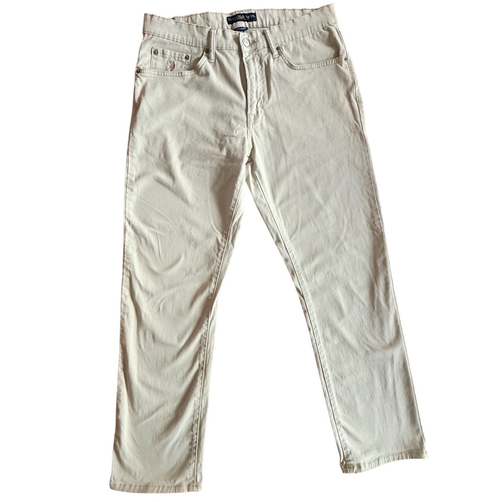 US Polo Assn Mens Classic Activate Stretch Khaki Pants Tan Straight Leg‎ 33x30